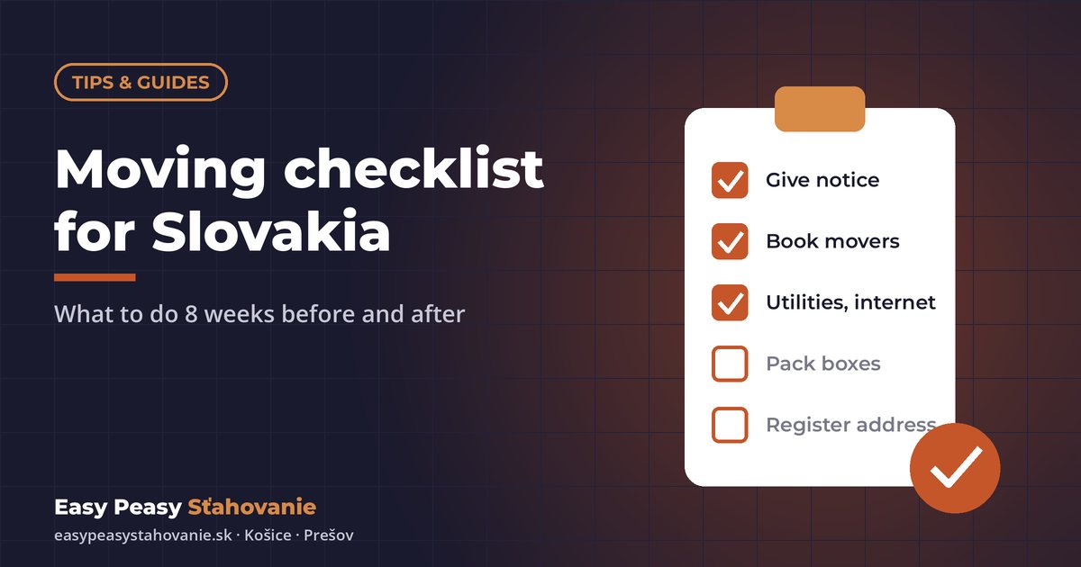 Moving checklist for Slovakia – timeline by Easy Peasy movers